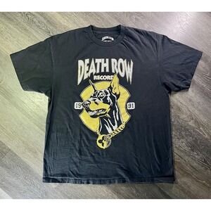 Death Row Records Shirt Mens XL Black Dog Graphic Tee T-Shirt Rap Music Hip Hop